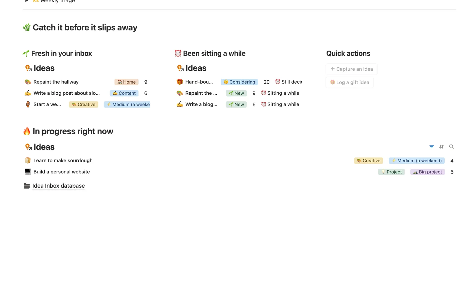 Idea Inbox preview