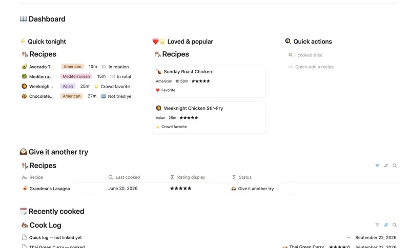 Recipe Box dashboard in Notion