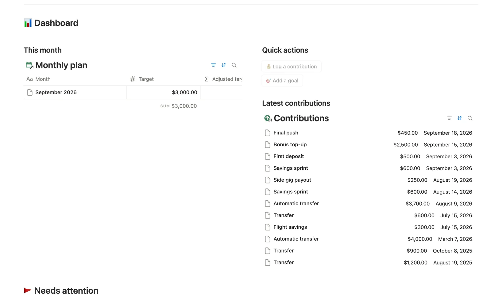 Savings Goals preview